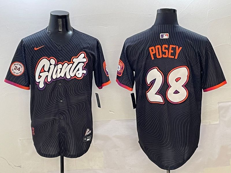 Men San Francisco Giants #28 Posey Black Second generation Joint Name Nike 2025 MLB Jersey style 17->san francisco giants->MLB Jersey